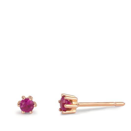 Clous d'oreilles Or rouge 18K Rubis 2 Pierres Ø3.5 mm