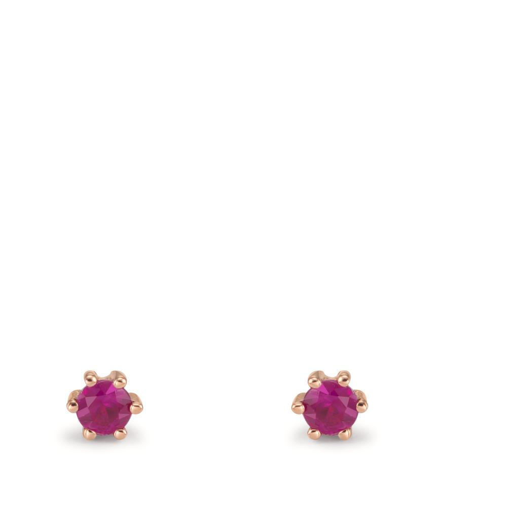 Clous d'oreilles Or rouge 18K Rubis 2 Pierres Ø3.5 mm