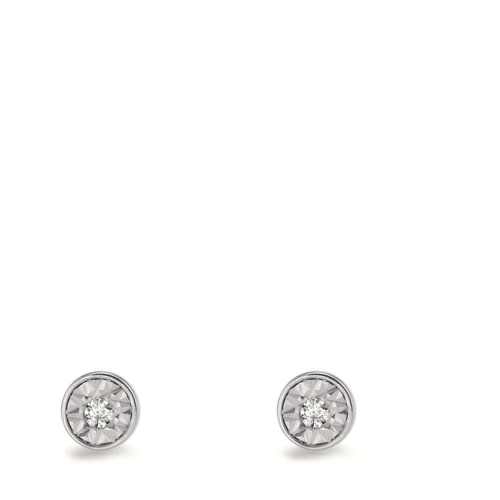 Clous d'oreilles Or blanc 18K Diamant 0.03 ct, 2 Pierres, w-si Ø4 mm