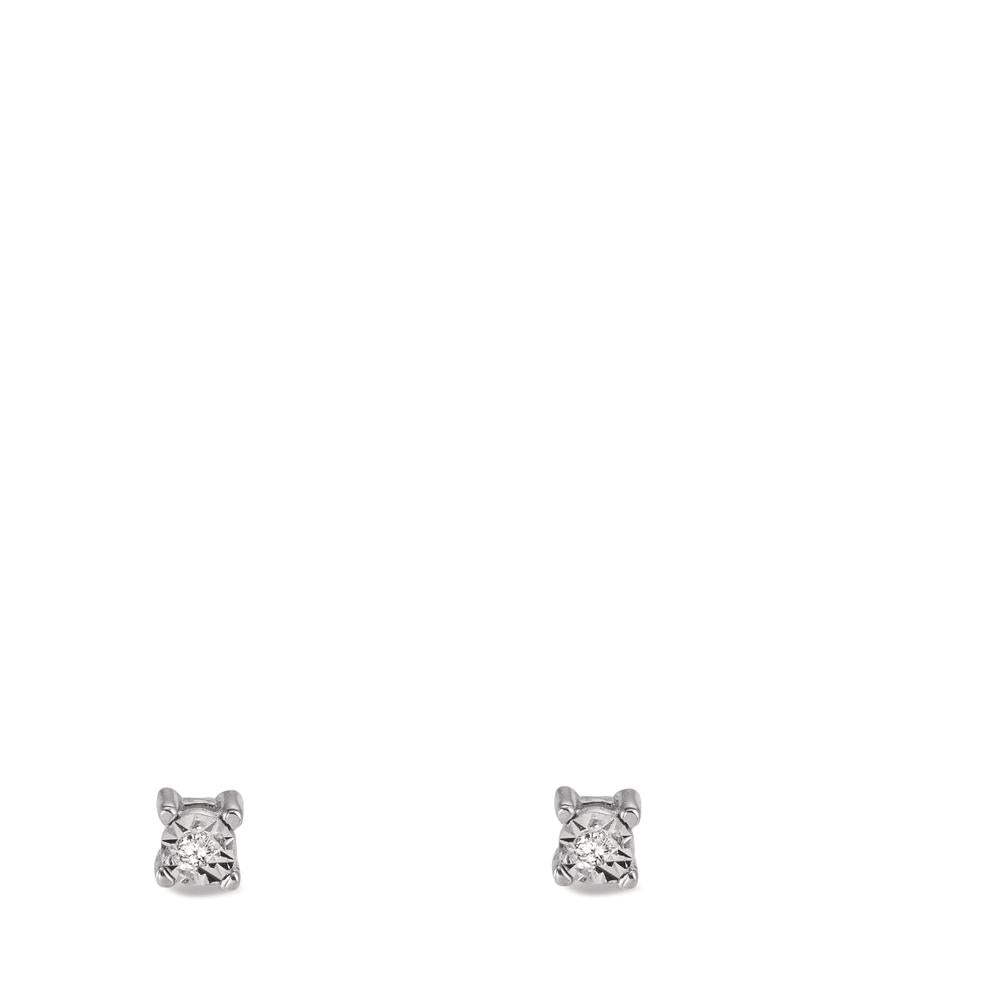 Clous d'oreilles Or blanc 18K Diamant 0.02 ct, 2 Pierres, w-si Ø2.5 mm