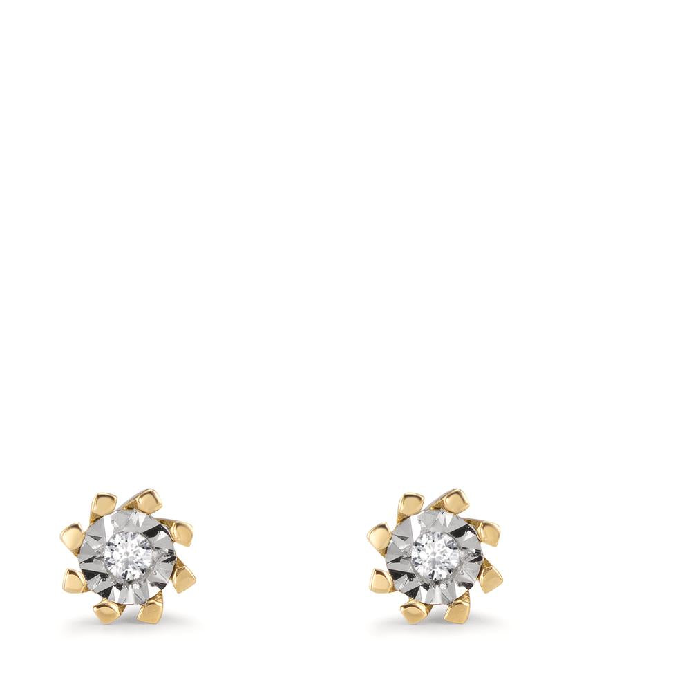 Clous d'oreilles Or jaune 18K Diamant 0.05 ct, 2 Pierres, w-si Ø5 mm