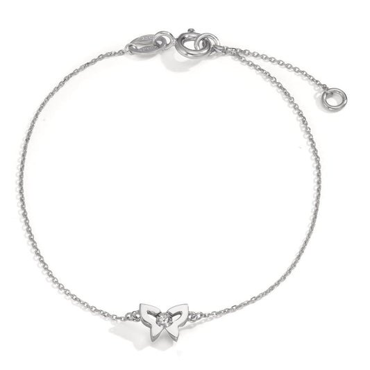 Bracelet Or blanc 18K Diamant 0.005 ct, w-si Papillon 14-16 cm