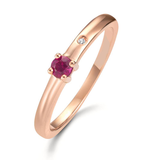 Bague solitaire Or rouge 18K Rubis 2 Pierres