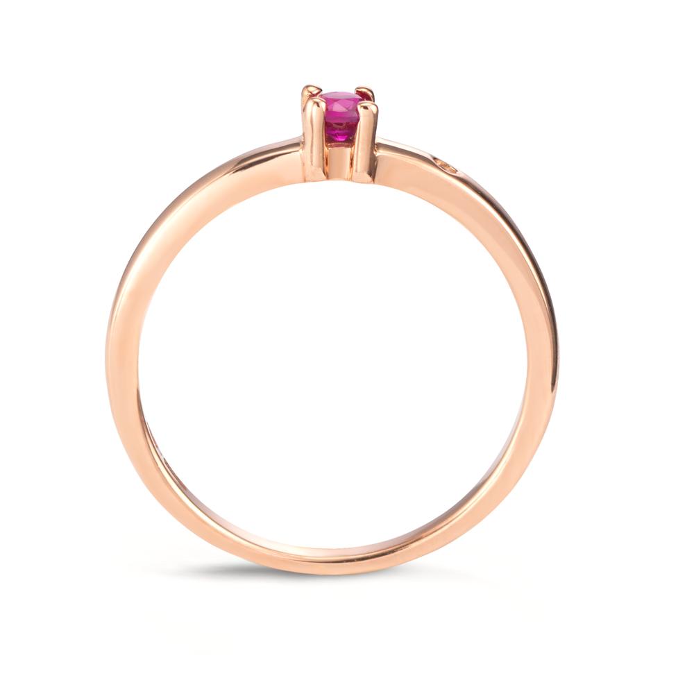 Bague solitaire Or rouge 18K Rubis 2 Pierres