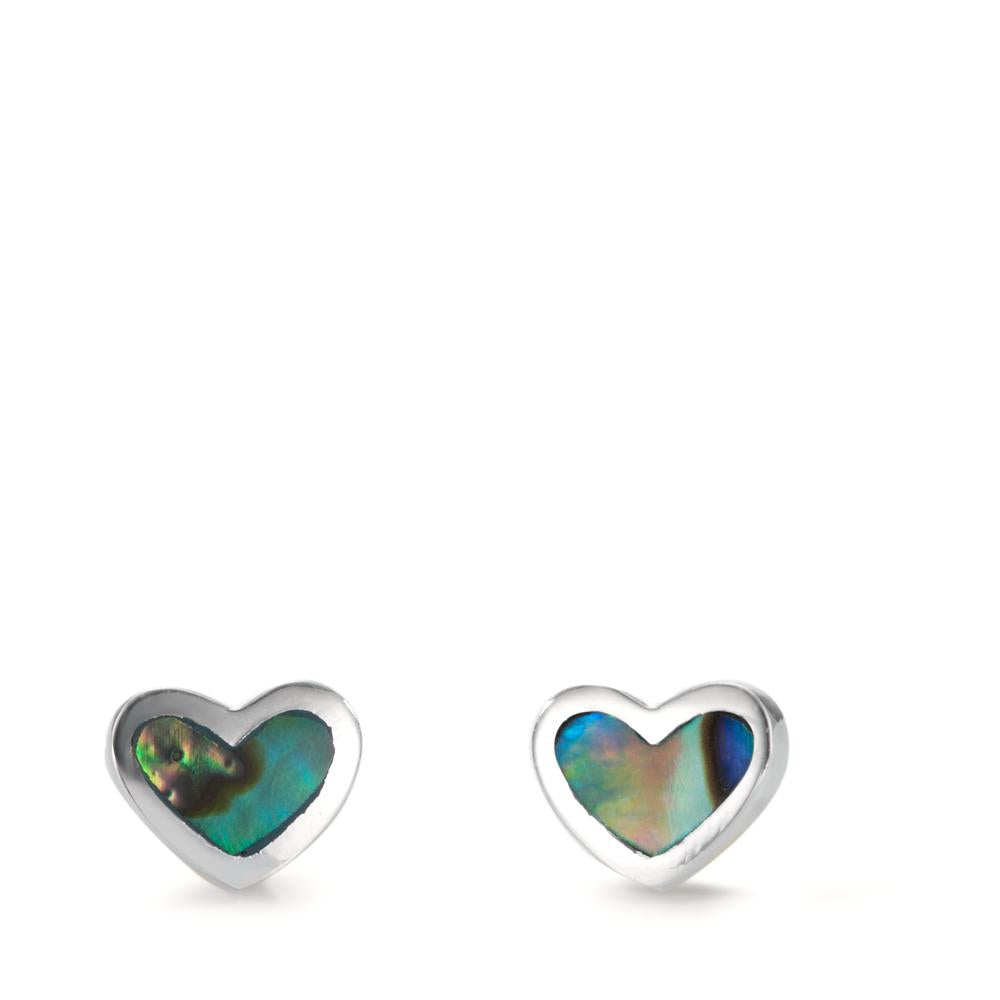 Clous d'oreilles Argent Abalone Coeur Ø6 mm