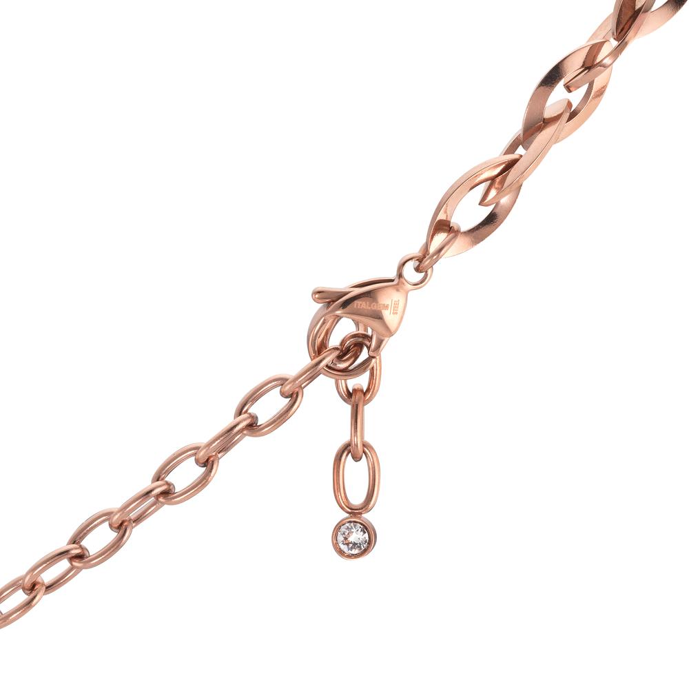 Collier Acier inoxydable Zircone rosé PVD 50-60 cm