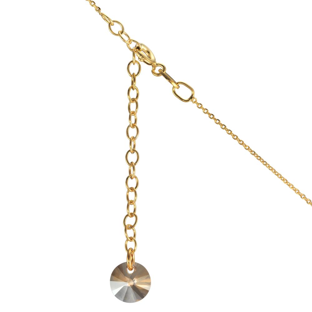 Collier Argent Zircone champagne, 2 Pierres jaune Plaqué or 42-47 cm