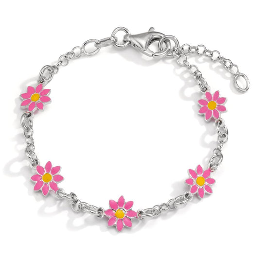 Bracelet Argent Rhodié Fleur 14-16 cm Ø7 mm