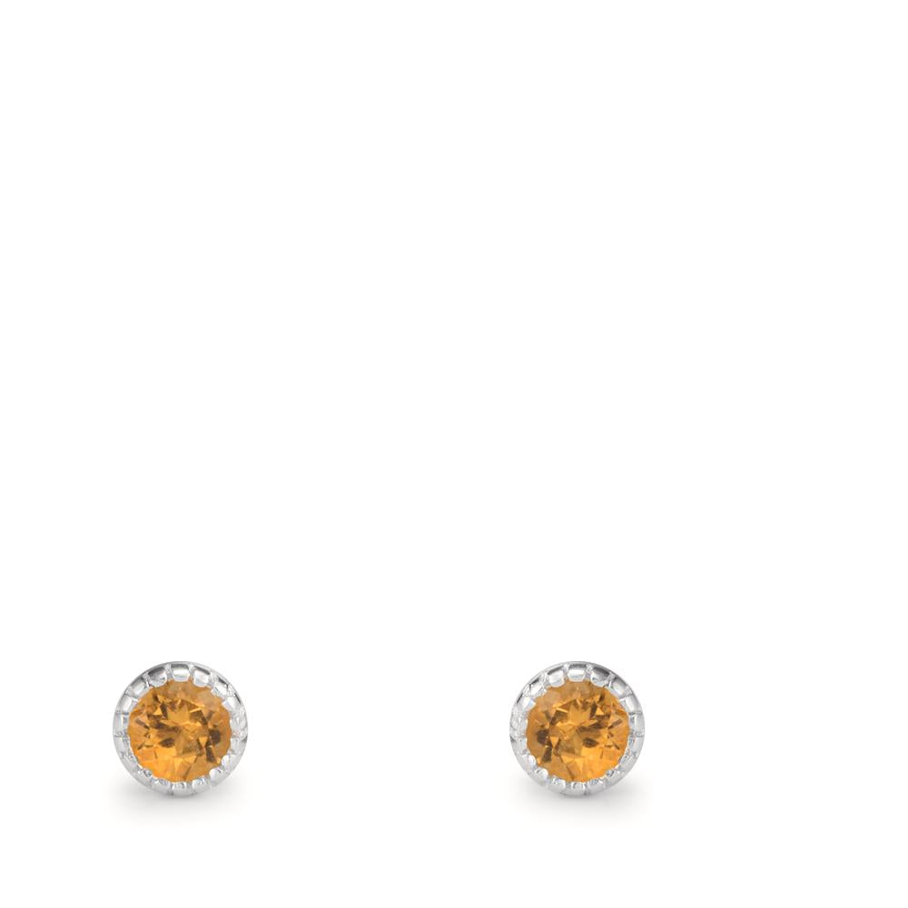 Clous d'oreilles Argent Citrine 2 Pierres Ø4 mm