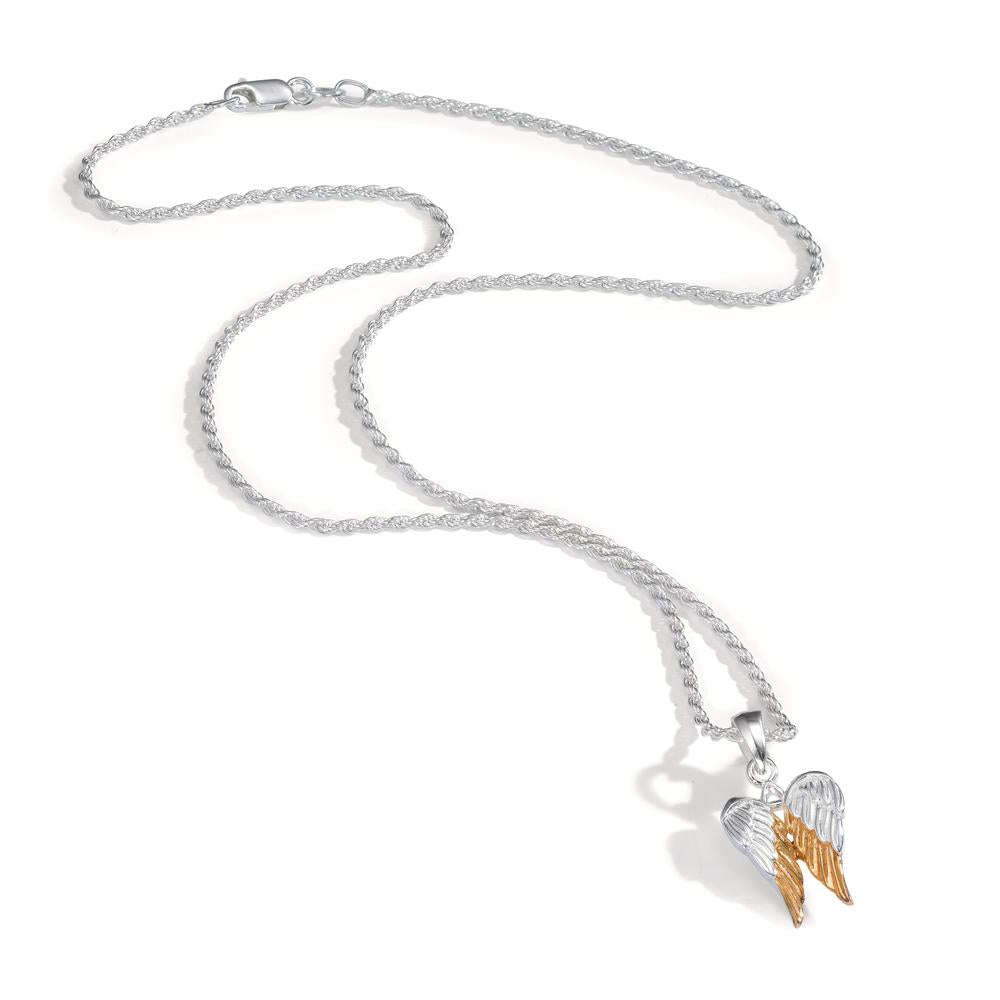 Chaînette avec pendentif Argent jaune Bicolore Aile 42 cm