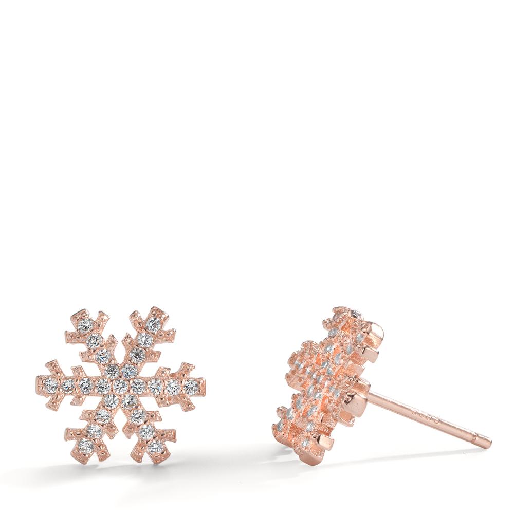 Clous d'oreilles Argent rosé Plaqué or Flocon de Neige Ø10 mm