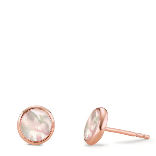 Clous d'oreilles Argent rosé Plaqué or nacre Ø8 mm