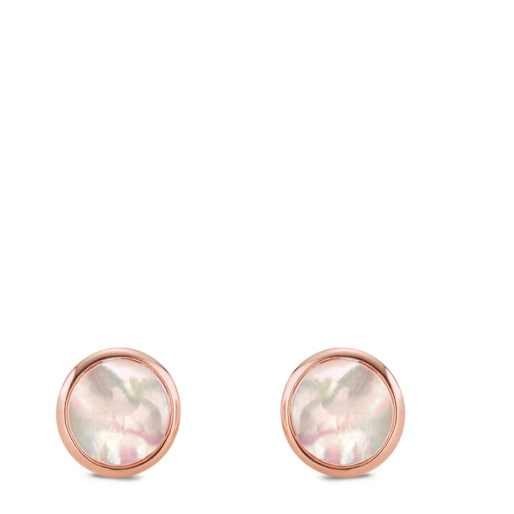 Clous d'oreilles Argent rosé Plaqué or nacre Ø8 mm