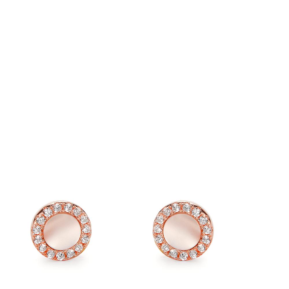 Clous d'oreilles Argent Zircone rosé Plaqué or nacre Ø6 mm