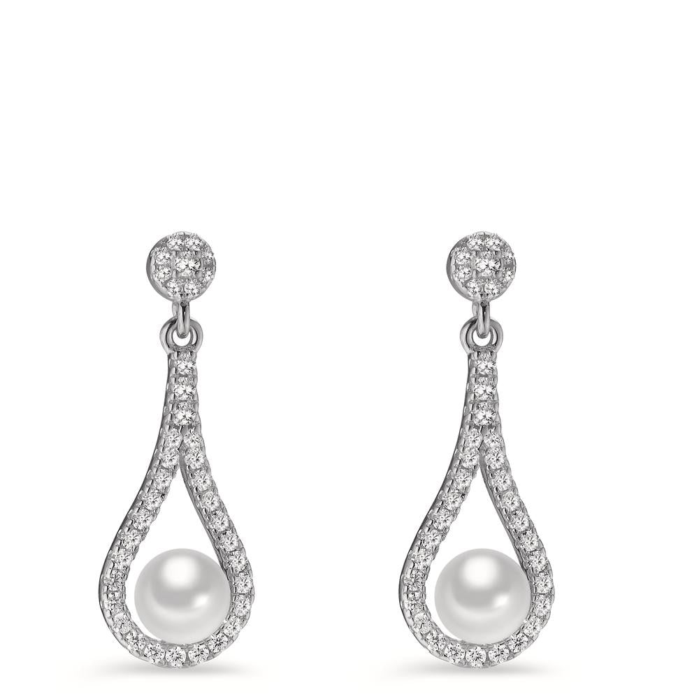 Pendant d'oreilles Argent Zircone Rhodié