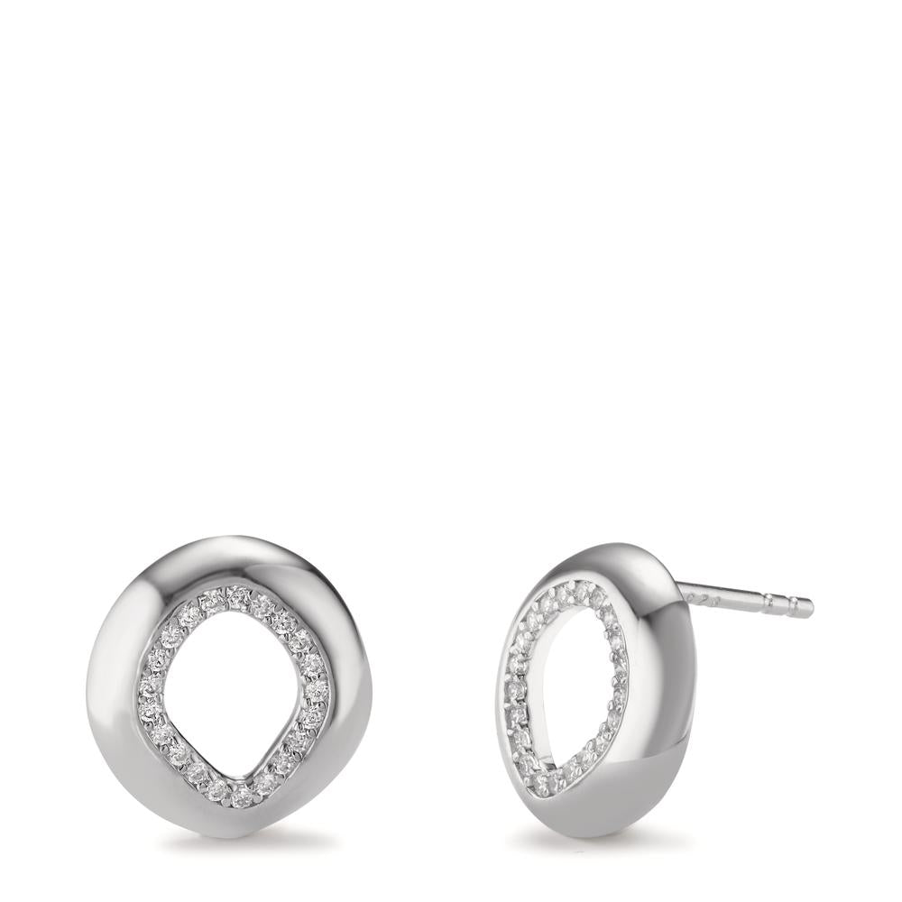 Clous d'oreilles Argent Zircone Rhodié Ø12 mm