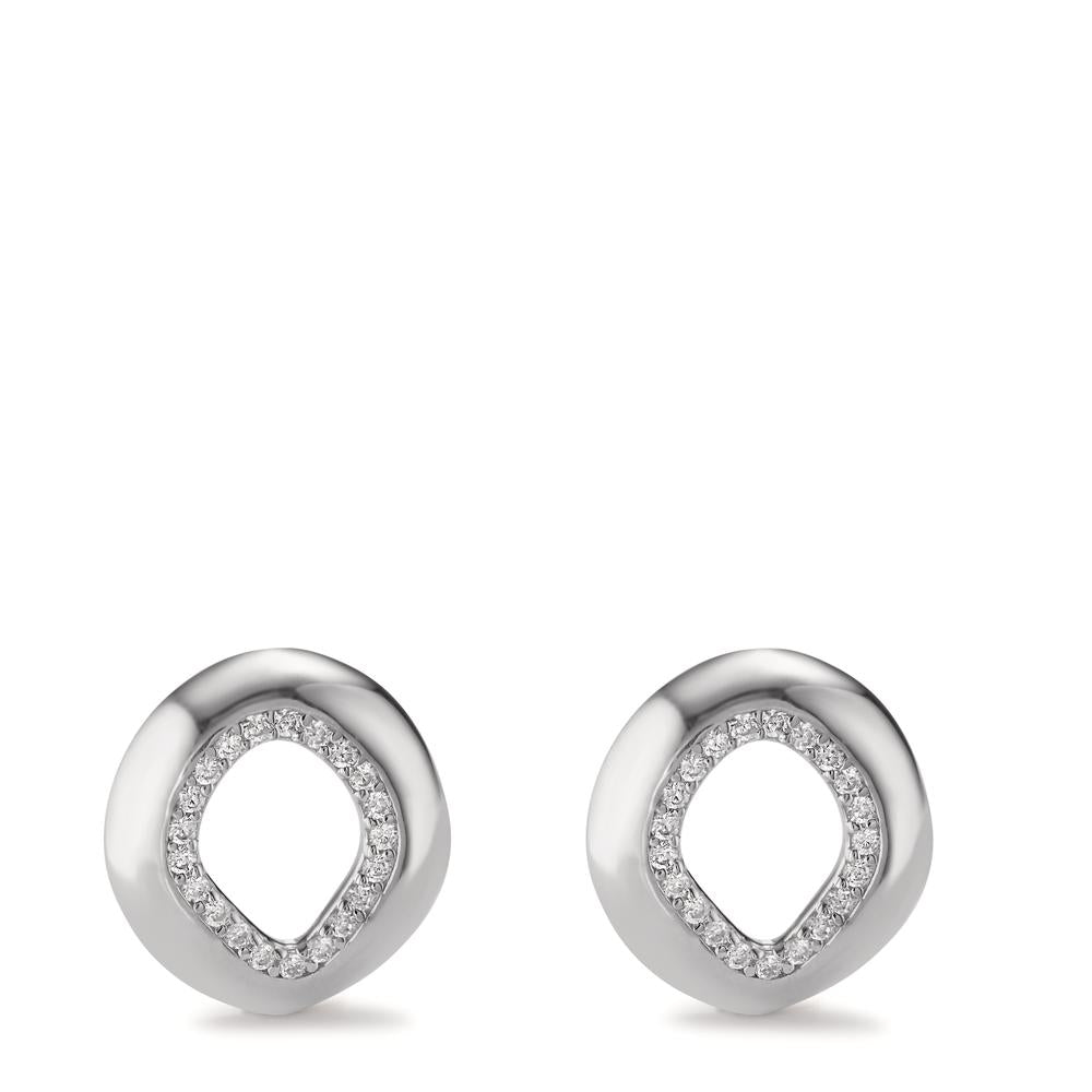 Clous d'oreilles Argent Zircone Rhodié Ø12 mm