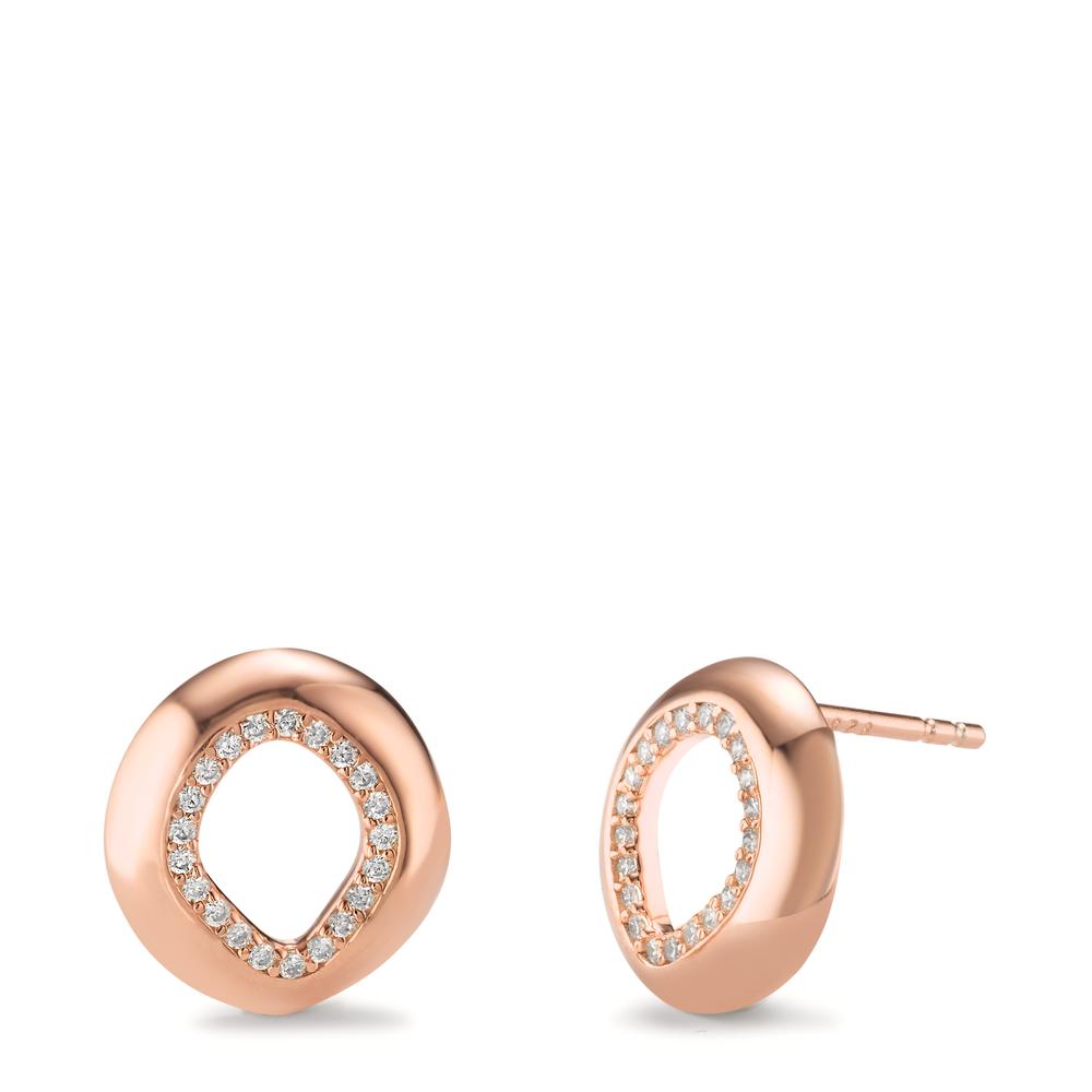 Clous d'oreilles Argent Zircone rosé Plaqué or Ø12 mm