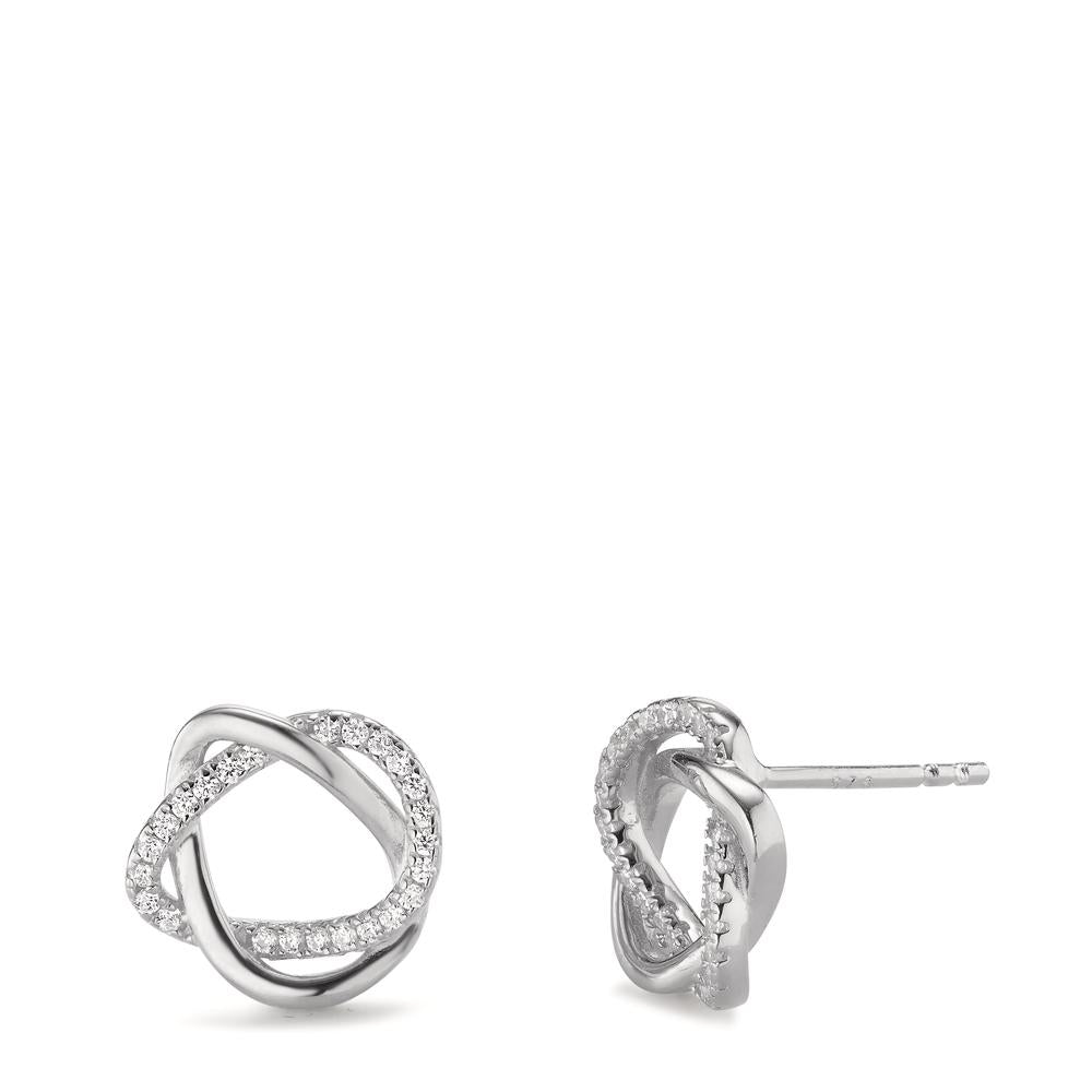 Clous d'oreilles Argent Zircone Rhodié Ø12 mm