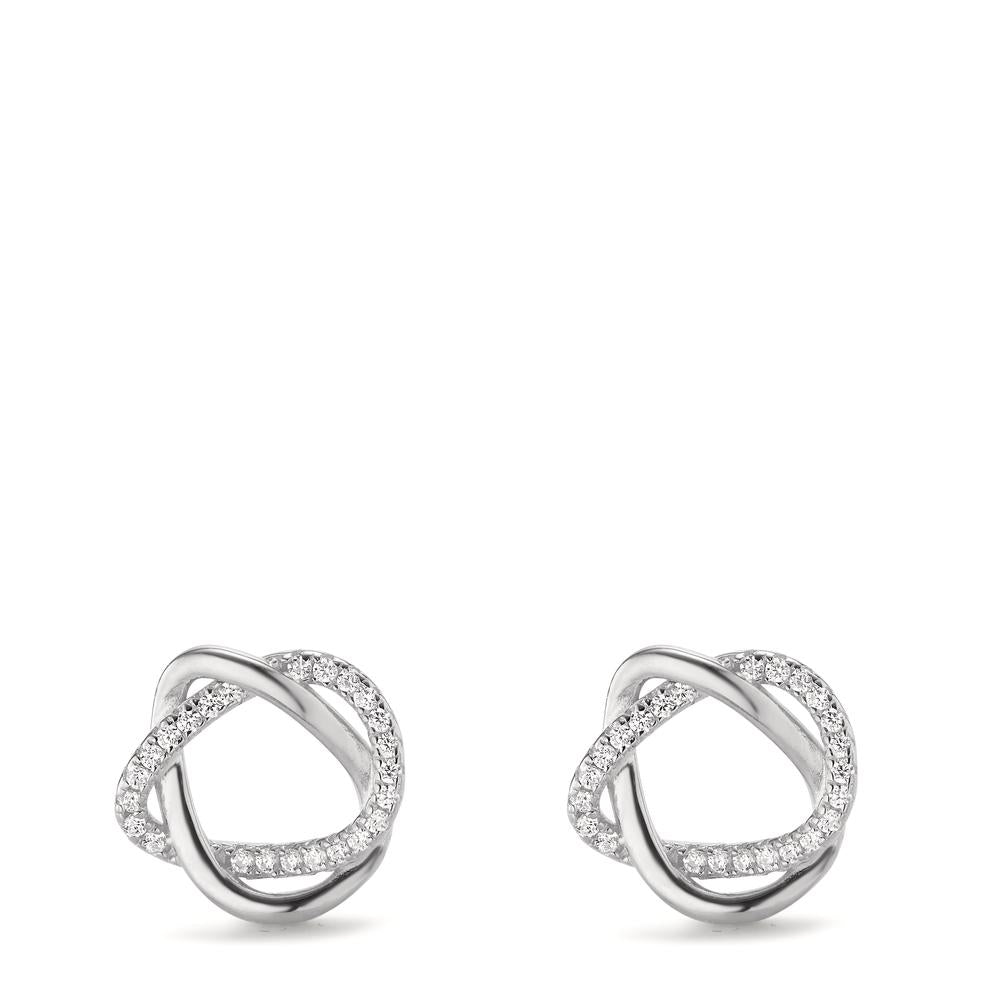 Clous d'oreilles Argent Zircone Rhodié Ø12 mm