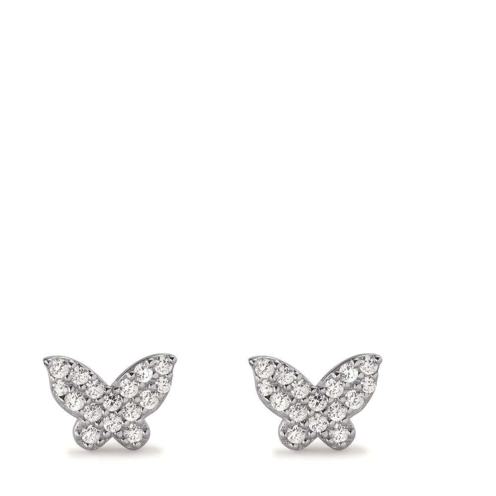 Clous d'oreilles Argent Zircone Rhodié Papillon