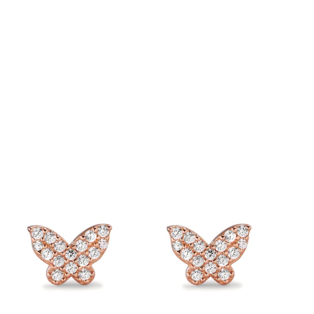 Clous d'oreilles Argent Zircone rosé Plaqué or Papillon