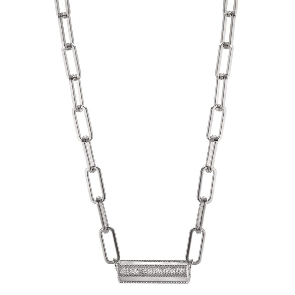 Collier Argent Zircone Rhodié nacre 43-48 cm