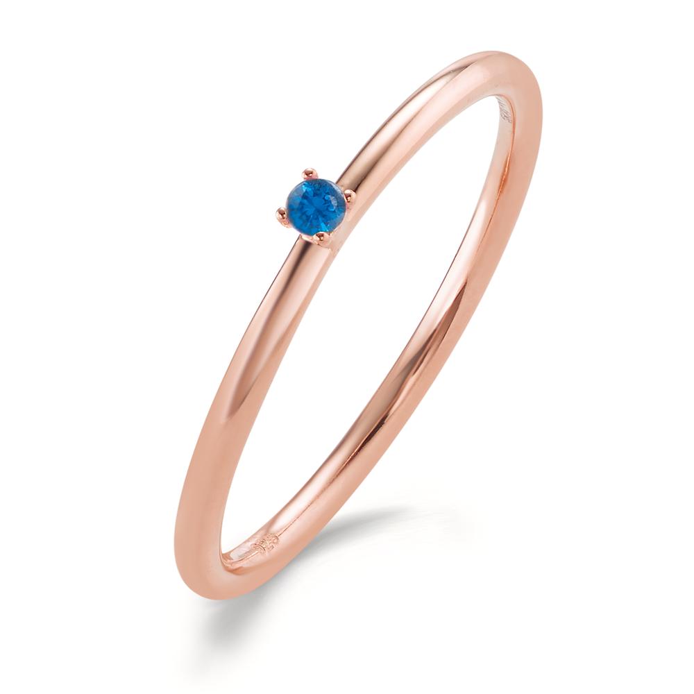 Bague à superposer Argent Zircone bleu, 2 mm rosé Plaqué or