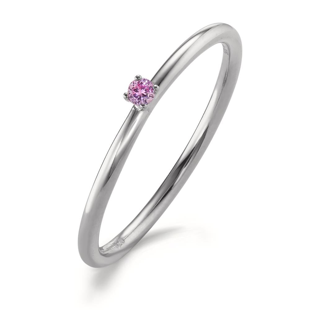 Bague à superposer Argent Zircone rose, 2 mm Rhodié