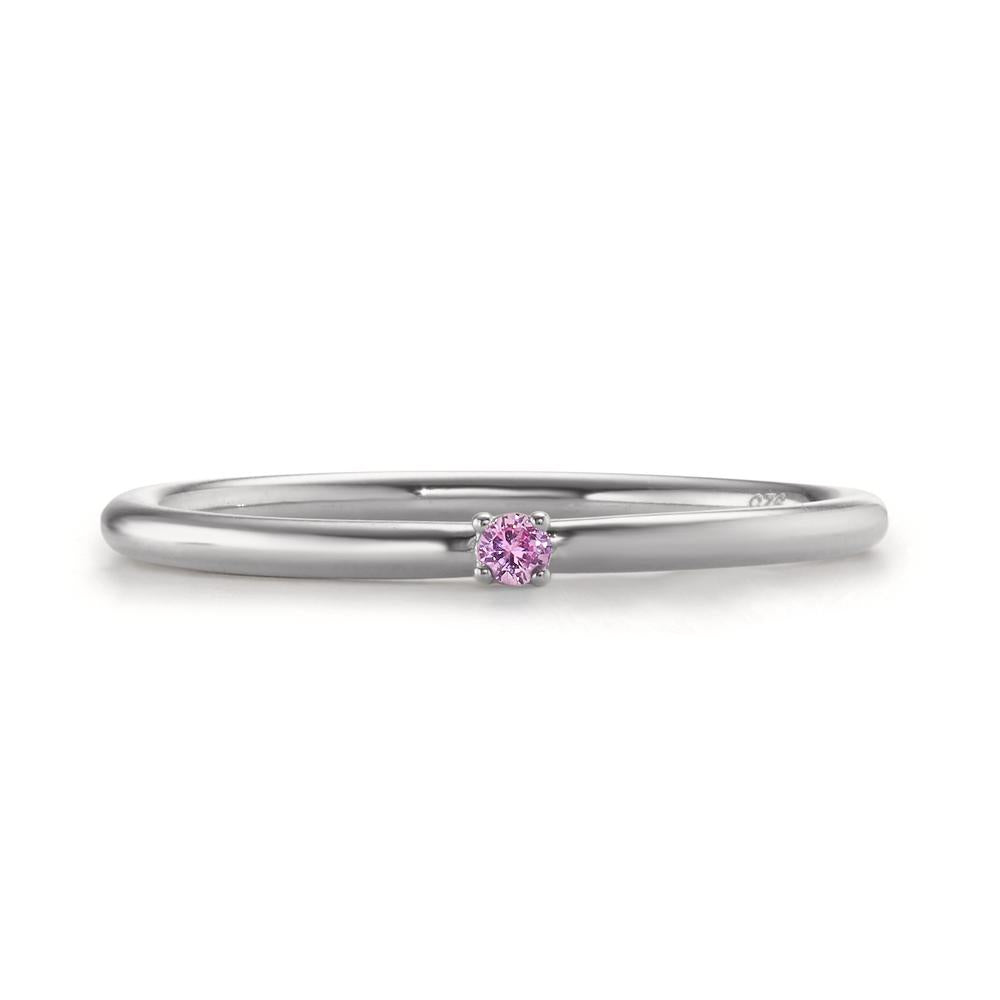 Bague à superposer Argent Zircone rose, 2 mm Rhodié