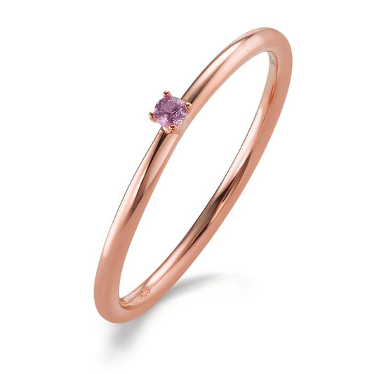 Bague à superposer Argent Zircone rose, 2 mm rosé Plaqué or