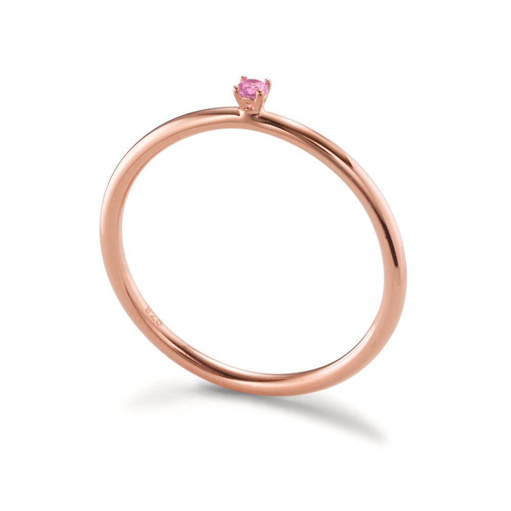 Bague à superposer Argent Zircone rose, 2 mm rosé Plaqué or