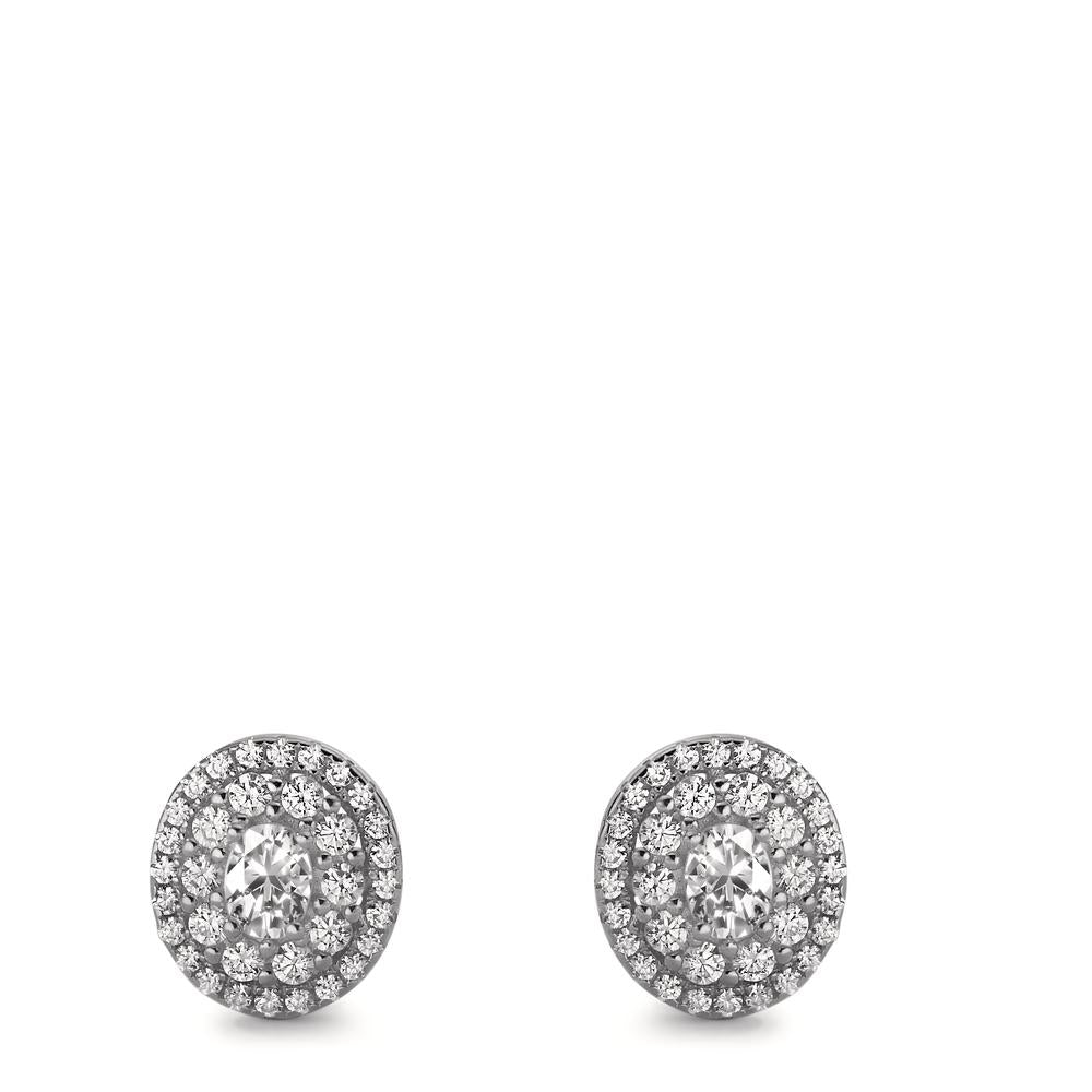 Clous d'oreilles Argent Zircone Rhodié Ø9.5 mm