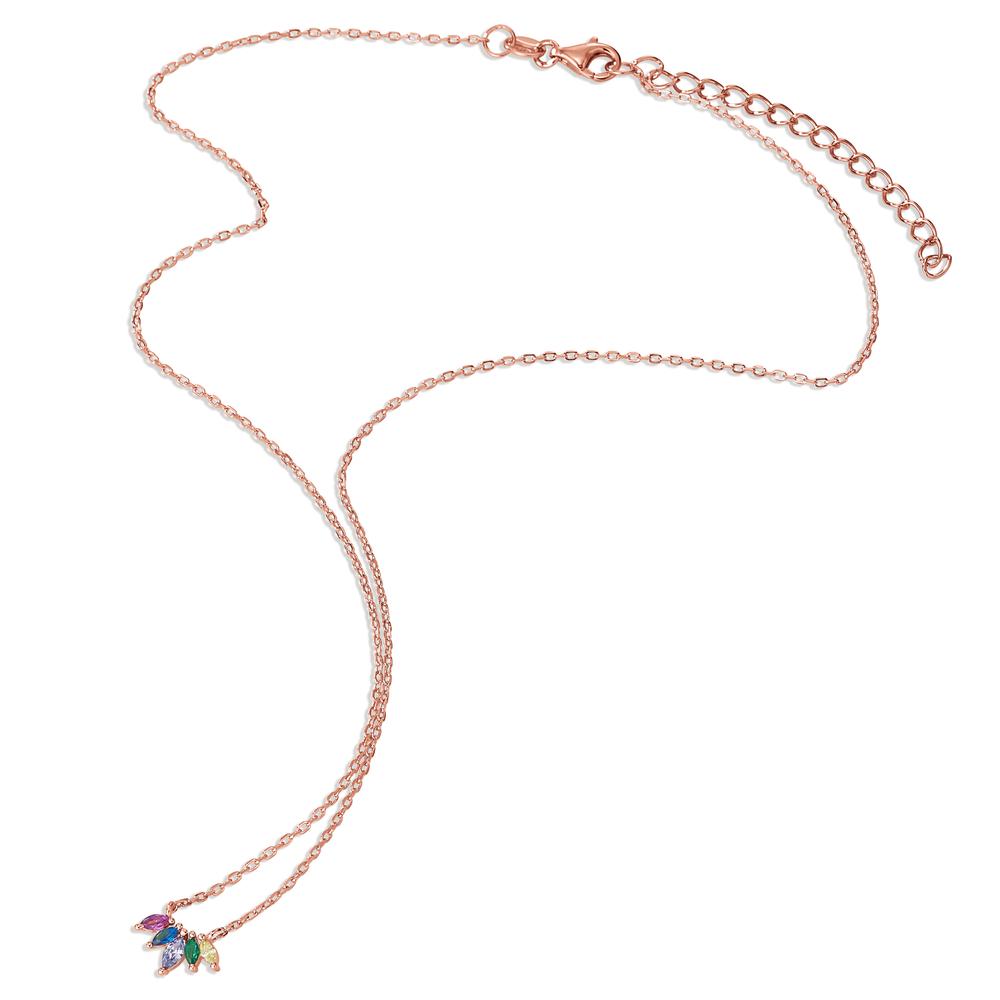 Collier Argent Zircone 5 Pierres rosé Plaqué or 40-45 cm