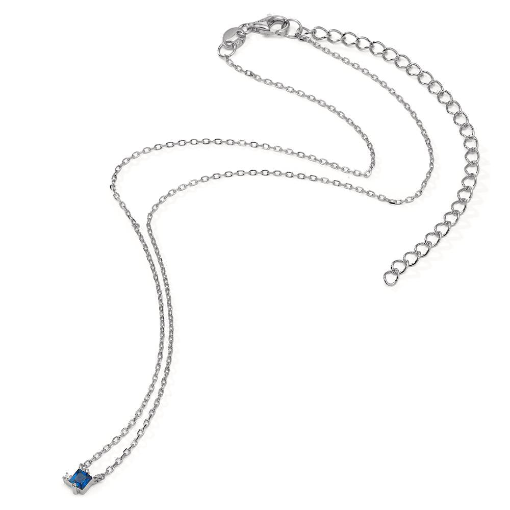 Collier Argent Zircone 2 Pierres Rhodié 35-43 cm