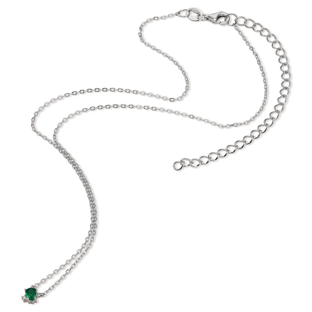 Collier Argent Zircone 2 Pierres Rhodié 35-43 cm