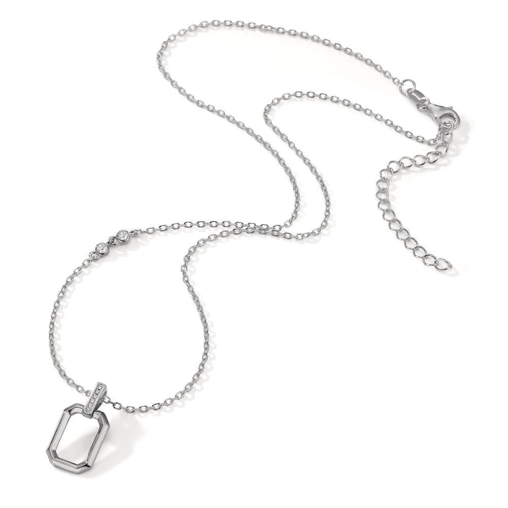 Collier Argent Zircone 8 Pierres Rhodié 40-45 cm