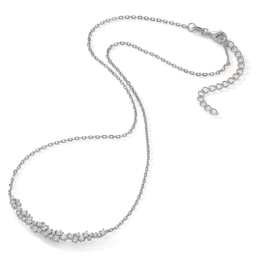 Collier Argent Zircone 35 Pierres Rhodié 40-45 cm