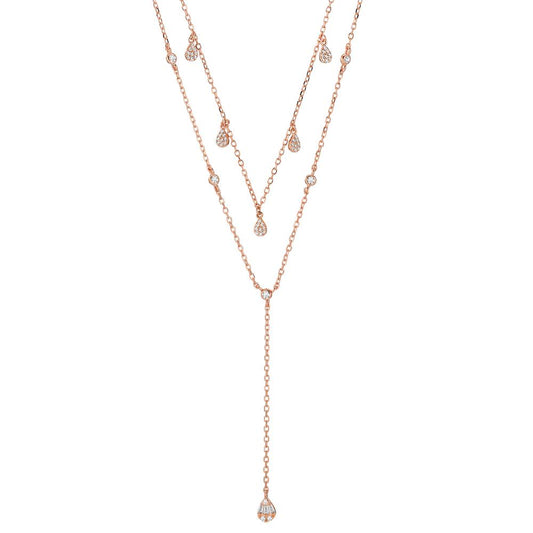 Collier Argent Zircone rosé Plaqué or 40-45 cm