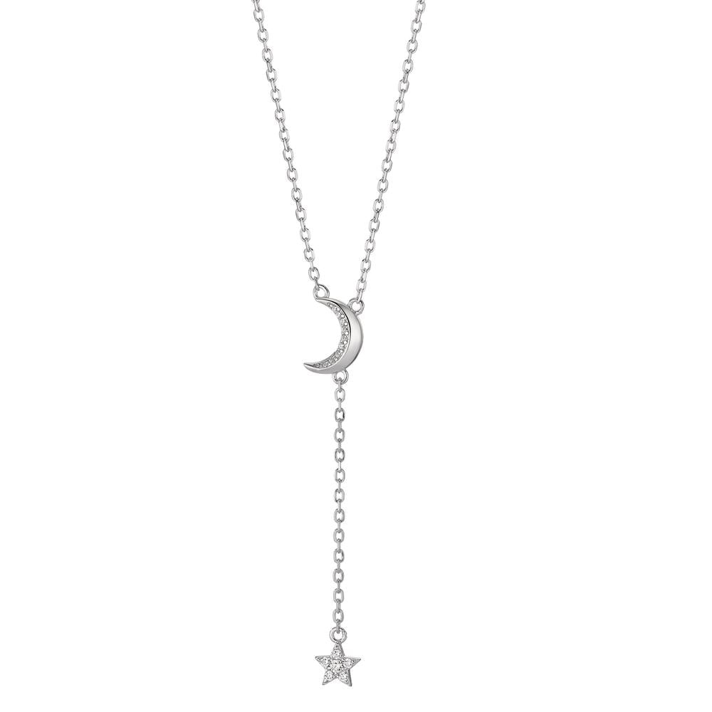 Collier Argent Zircone Rhodié Lune 40-45 cm