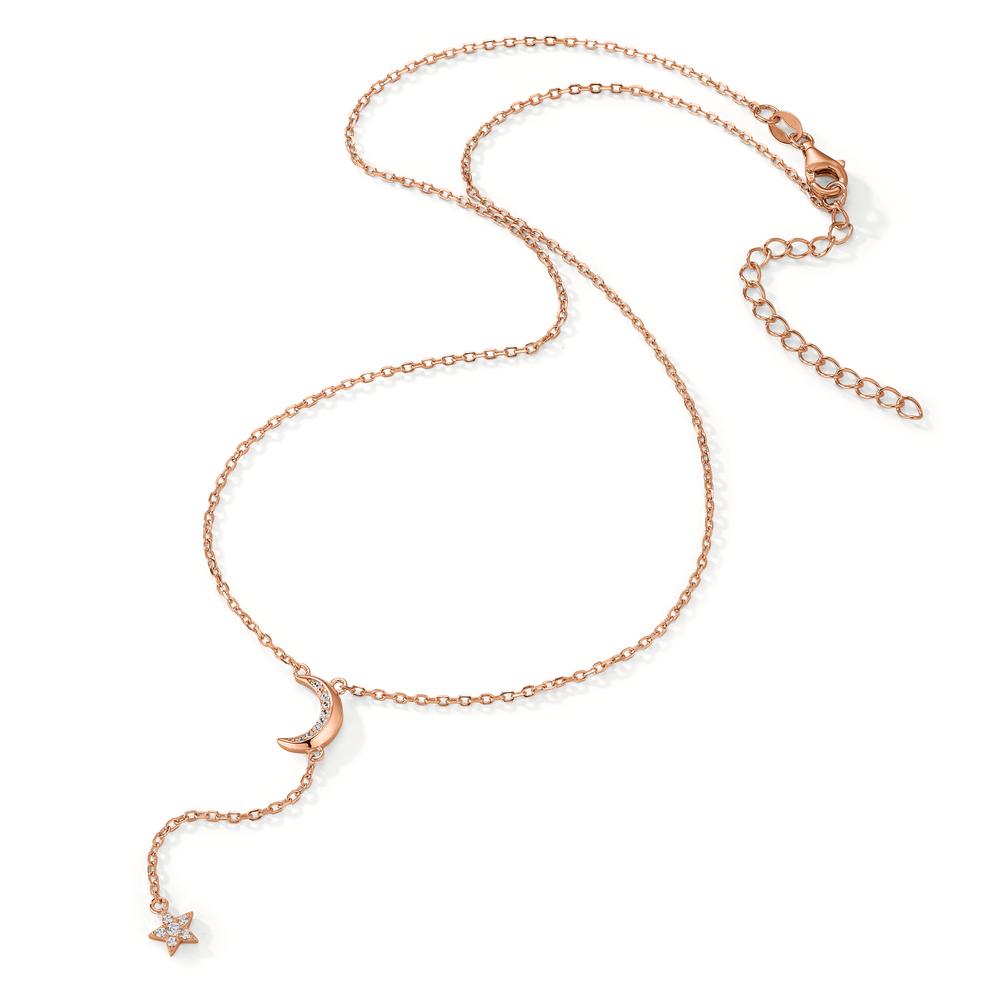 Collier Argent Zircone rosé Plaqué or Lune 40-45 cm