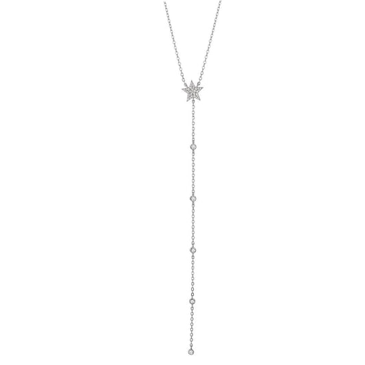 Collier Argent Zircone Rhodié Étoile 40-45 cm