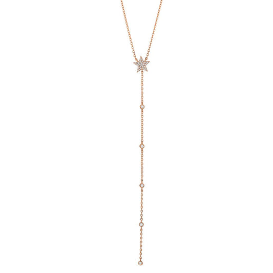 Collier Argent Zircone rosé Plaqué or Étoile 41-46 cm