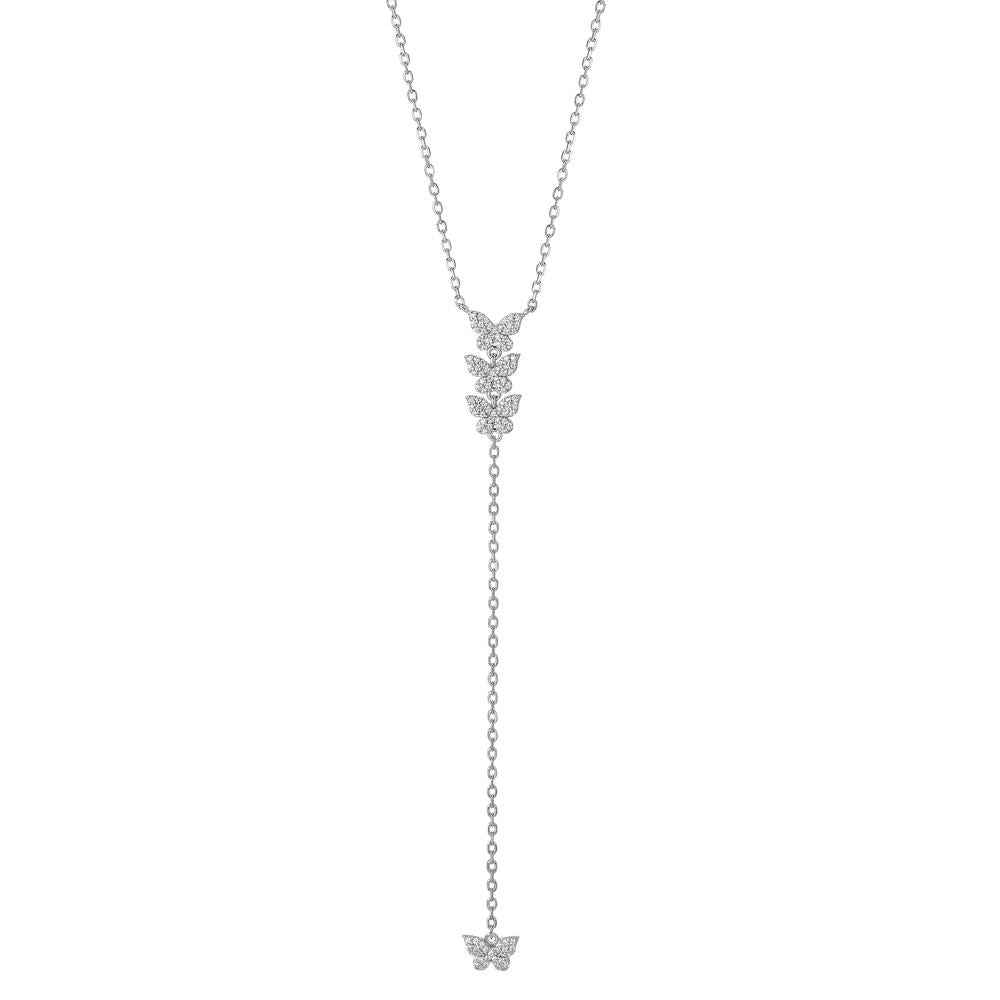 Collier Argent Zircone Rhodié Papillon 40-45 cm