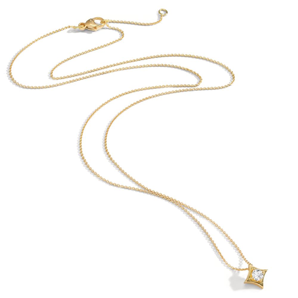 Chaînette avec pendentif Or jaune 18K Diamant 0.10 ct, w-si 40-42 cm