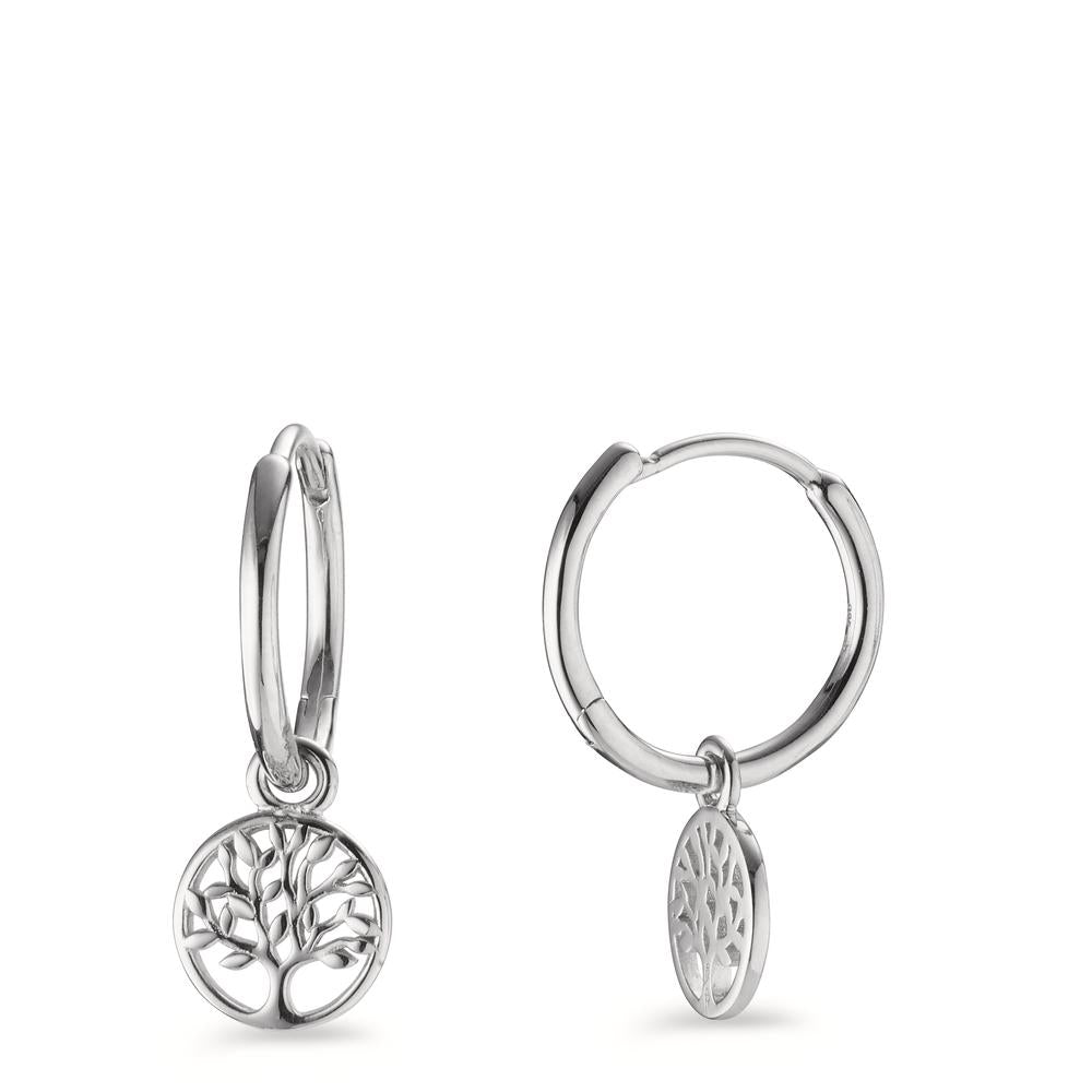 Créoles avec pendentif Argent Rhodié Arbre de la vie Ø8.5 mm