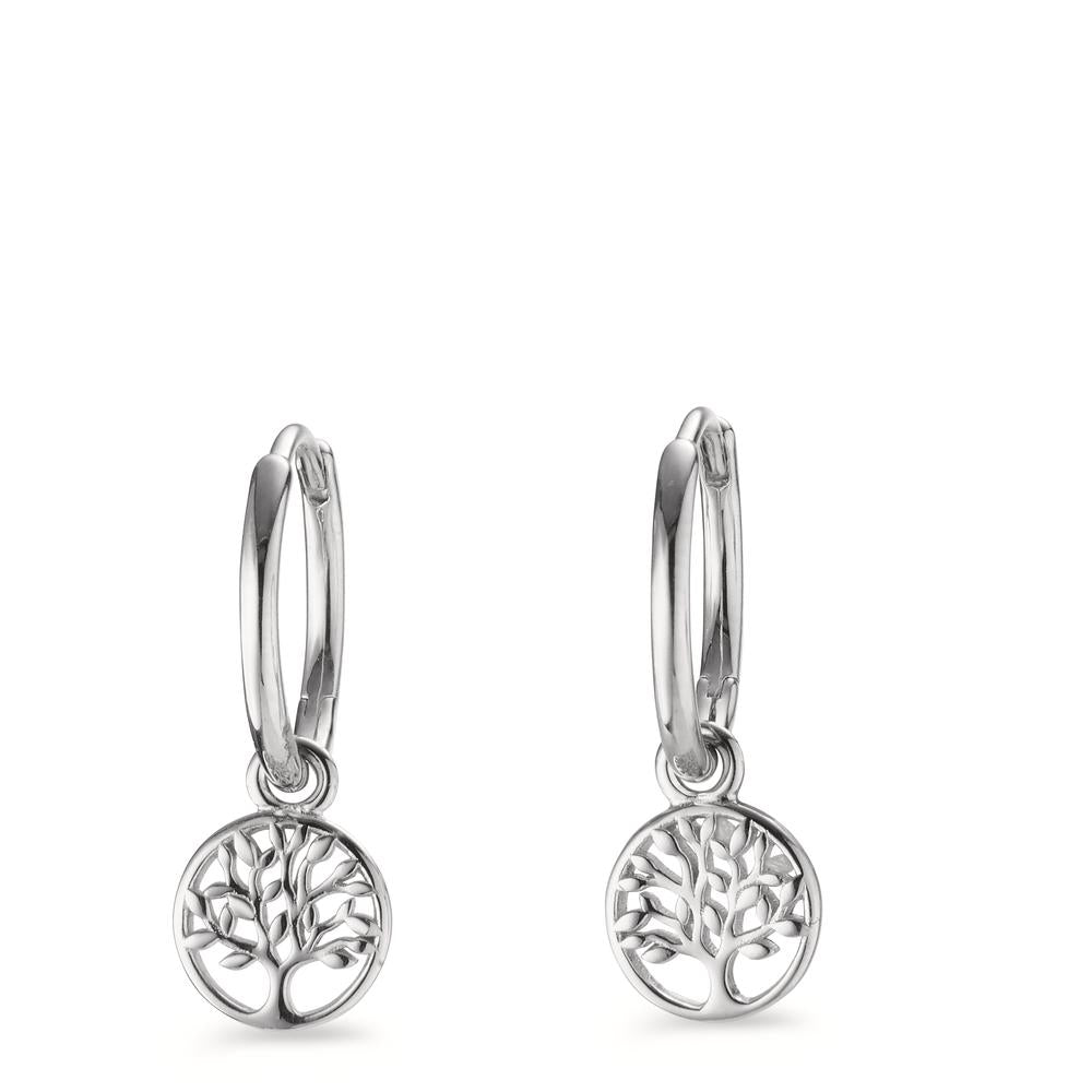 Créoles avec pendentif Argent Rhodié Arbre de la vie Ø8.5 mm