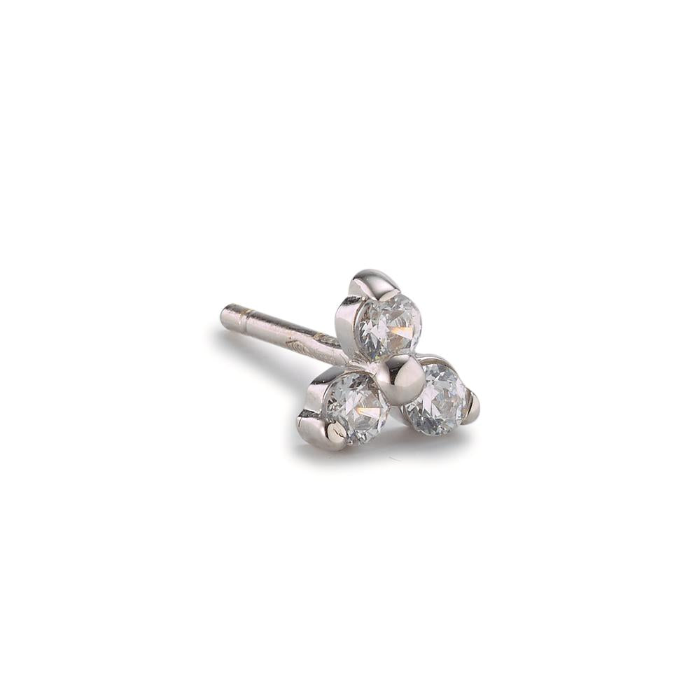 Clous d'oreille à l'unité Or blanc 18K Zircone 3 Pierres Ø5.2 mm