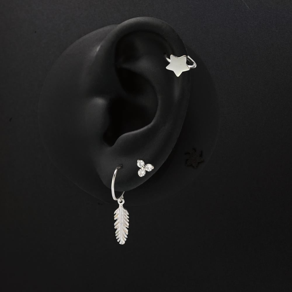 Ear cuff Or blanc 18K Étoile Ø7.5 mm