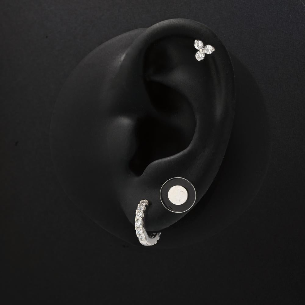 Clous d'oreille à l'unité Or blanc 18K Zircone 3 Pierres Ø5.2 mm